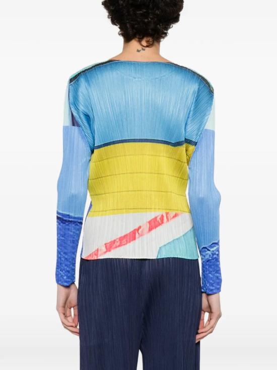 26SS 플리츠플리즈 긴팔 티셔츠 PP66JK671 07 BLUE X YELLOW - PLEATS PLEASE