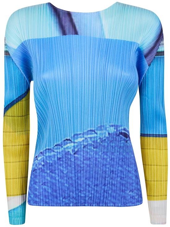 26SS 플리츠플리즈 긴팔 티셔츠 PP66JK671 07 BLUE X YELLOW - PLEATS PLEASE