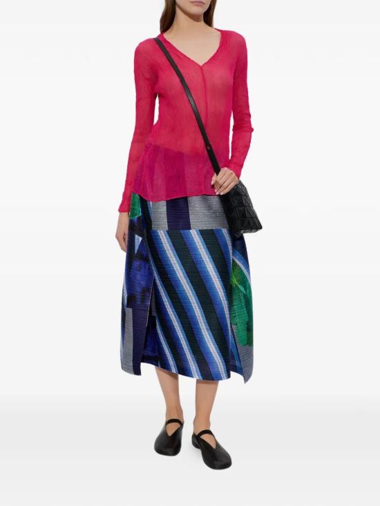 26SS 플리츠플리즈 롱 스커트 PP66JG675 09 GRAY X NAVY