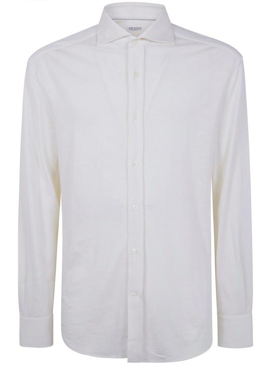 26SS 브루넬로 쿠치넬리 멜란지 저지 셔츠 MR8276686 C044 PANAMA - BRUNELLO CUCINELLI