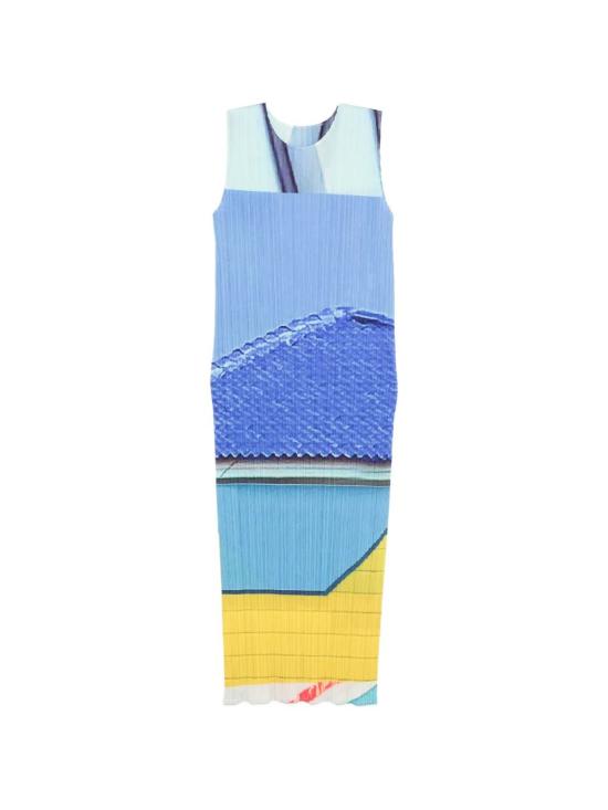 26SS 플리츠플리즈 미디 원피스 PP66JH676 07 BLUE X YELLOW - PLEATS PLEASE