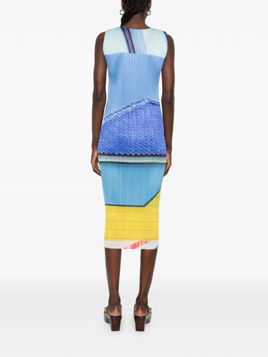 26SS 플리츠플리즈 미디 원피스 PP66JH676 07 BLUE X YELLOW - PLEATS PLEASE