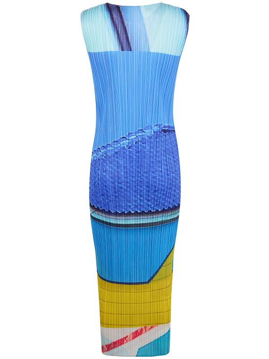 26SS 플리츠플리즈 미디 원피스 PP66JH676 07 BLUE X YELLOW - PLEATS PLEASE