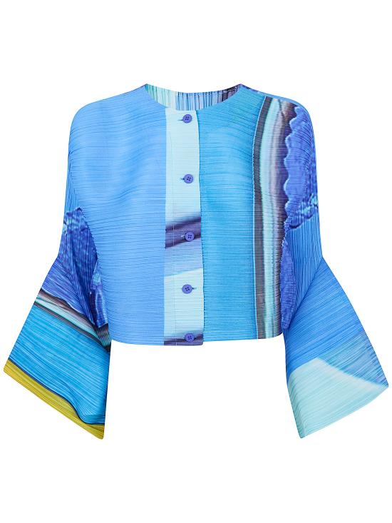 26SS 플리츠플리즈 가디건 PP66JO673 07 BLUE X YELLOW