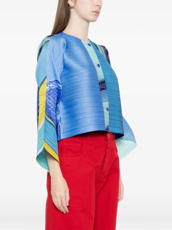 26SS 플리츠플리즈 가디건 PP66JO673 07 BLUE X YELLOW - PLEATS PLEASE