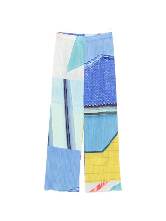 26SS 플리츠플리즈 스트레이트 팬츠 PP66JF674 07 BLUE X YELLOW