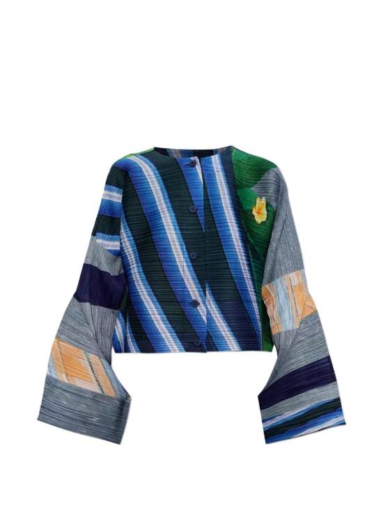 26SS 플리츠플리즈 가디건 PP66JO673 09 GRAY X NAVY