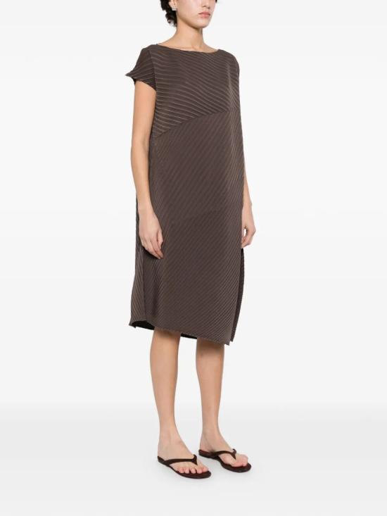 26SS 이세이 미야케 미디 원피스 IM66FH672 45 DARK BROWN - ISSEY MIYAKE