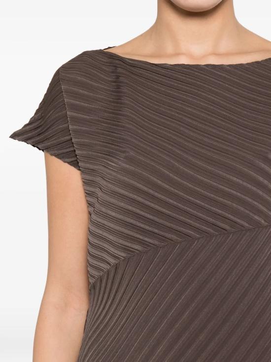 26SS 이세이 미야케 미디 원피스 IM66FH672 45 DARK BROWN - ISSEY MIYAKE