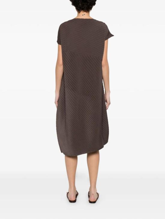 26SS 이세이 미야케 미디 원피스 IM66FH672 45 DARK BROWN - ISSEY MIYAKE