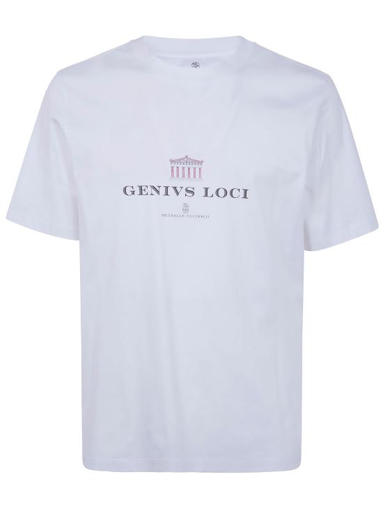 26SS 브루넬로 쿠치넬리 크루넥 프린트 코튼 저지 티셔츠 M0B138520 - BRUNELLO CUCINELLI