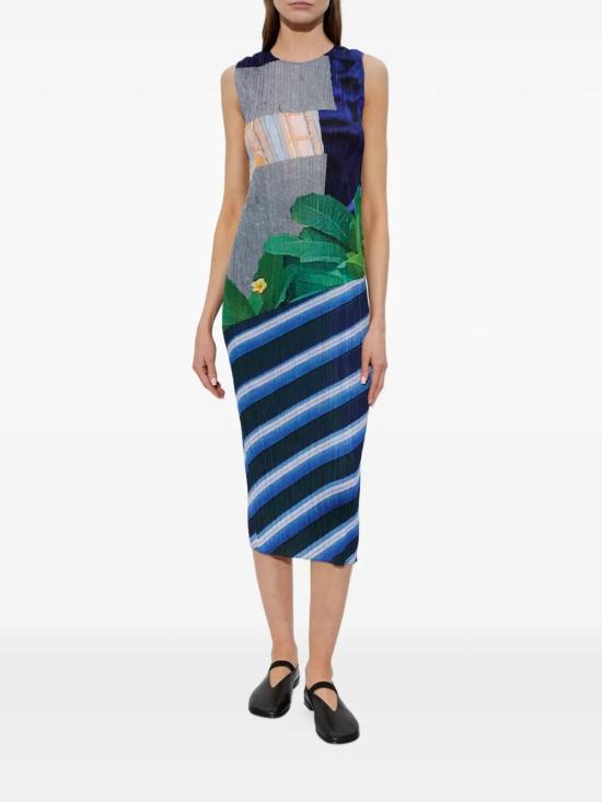 26SS 플리츠플리즈 미디 원피스 PP66JH676 09 GRAY X NAVY - PLEATS PLEASE