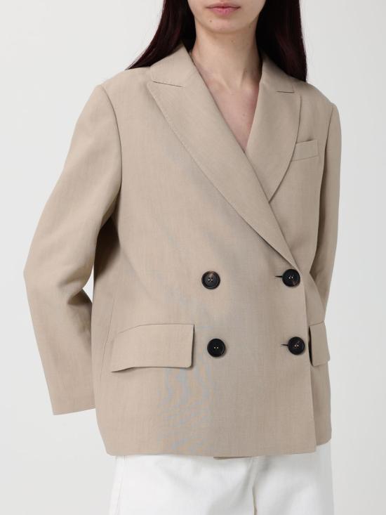 26SS 브루넬로 쿠치넬리 모닐리 비스코스 & 리넨 플루이드 트윌 블레이저 MH1267621 C9195 Beige - BRUNELLO CUCINELLI