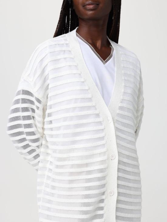 26SS 파비아나 필리피 코튼 린넨 시퀸 가디건 MAD266F100L768 0142 White - FABIANA FILIPPI