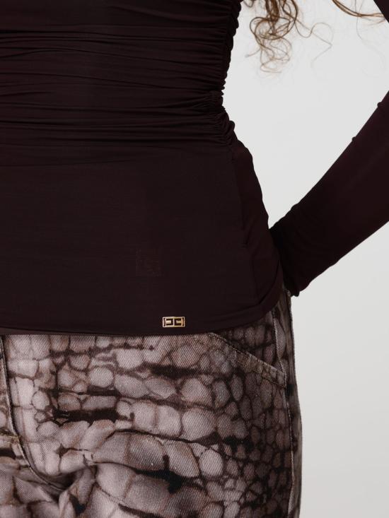 26SS 엘리자베타프랜치 긴팔 티셔츠 MD01561E2 644 Brown - ELISABETTA FRANCHI