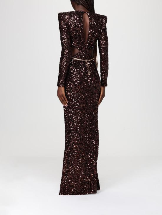 26SS 엘리자베타프랜치 롱 원피스 ABR1561E2 644 Brown - ELISABETTA FRANCHI