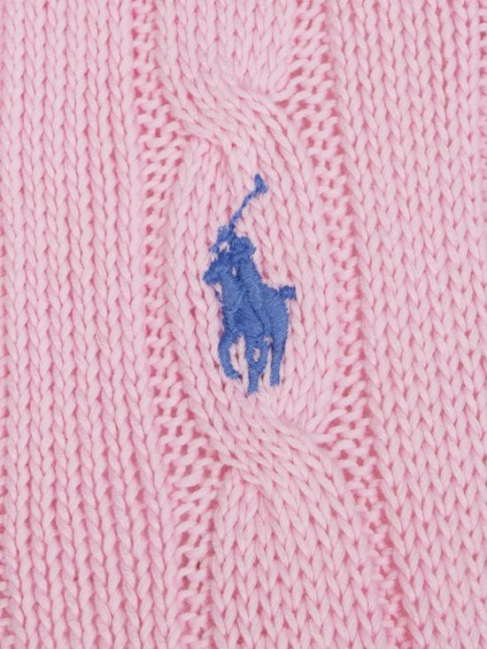 26SS 폴로 랄프로렌 포니로고 피마 코튼 케이블 니트 V넥 스웨터 211971870 006 Pink - POLO RALPH LAUREN