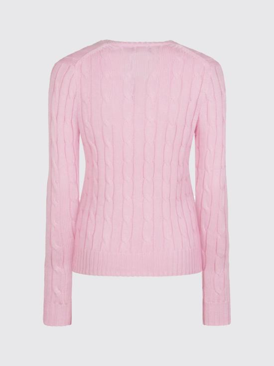 26SS 폴로 랄프로렌 포니로고 피마 코튼 케이블 니트 V넥 스웨터 211971870 006 Pink - POLO RALPH LAUREN