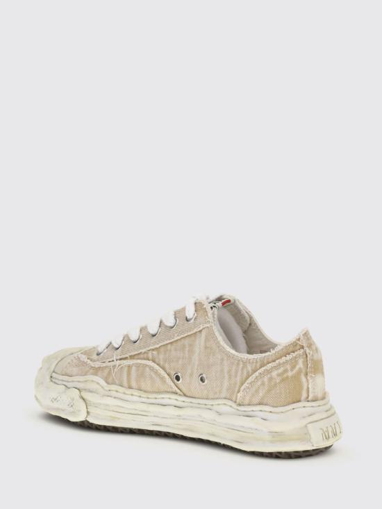 26SS 메종 미하라 야스히로 행크 OG 솔 블리치 워시 데님 캔버스 로우탑 스니커즈 A15FW731 Beige - MAISON MIHARA YASUHIRO