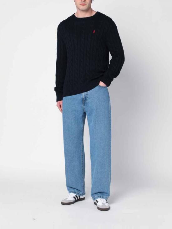 26SS 폴로 랄프로렌 로고 자수 케이블 니트 스웨터 710775885 001 Charcoal - POLO RALPH LAUREN