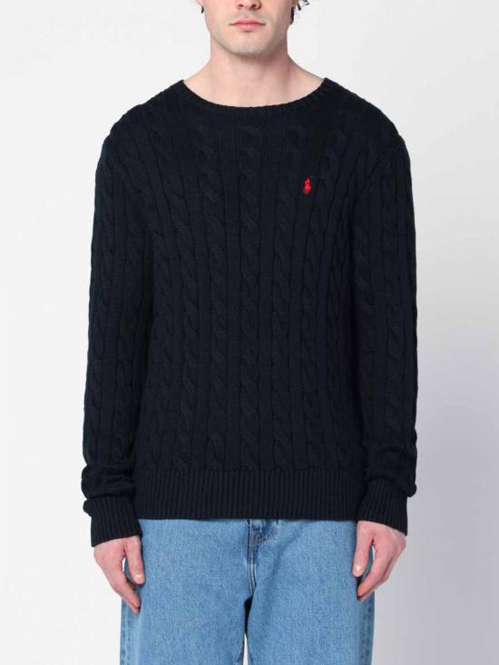 26SS 폴로 랄프로렌 로고 자수 케이블 니트 스웨터 710775885 001 Charcoal