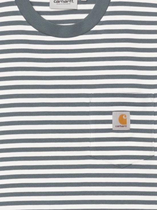 26SS 칼하트 WIP 반팔 티셔츠 I036179 3KWXX EZRA STRIPE COZY BLUE WAX - CARHARTT WIP