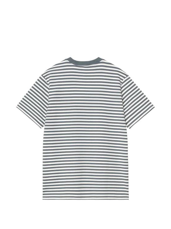 26SS 칼하트 WIP 반팔 티셔츠 I036179 3KWXX EZRA STRIPE COZY BLUE WAX - CARHARTT WIP