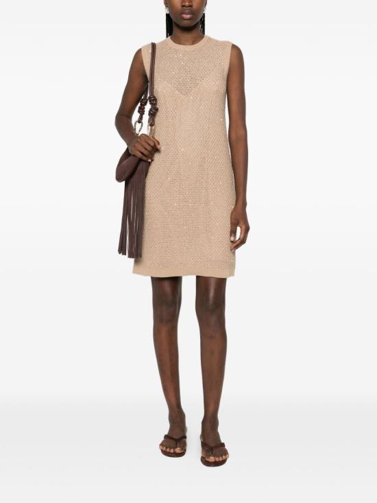 26SS 파비아나 필리피 시퀸 코튼 테이프 미니 드레스 ABD276F593M120VR3 BEIGE - FABIANA FILIPPI