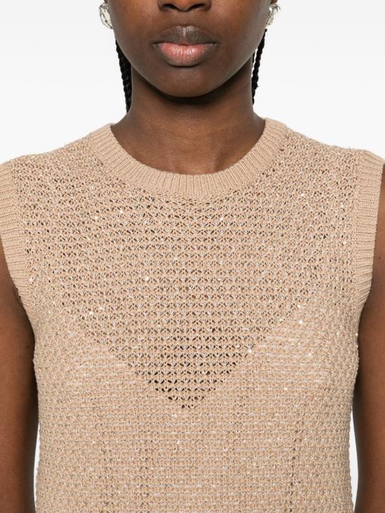 26SS 파비아나 필리피 시퀸 코튼 테이프 미니 드레스 ABD276F593M120VR3 BEIGE - FABIANA FILIPPI