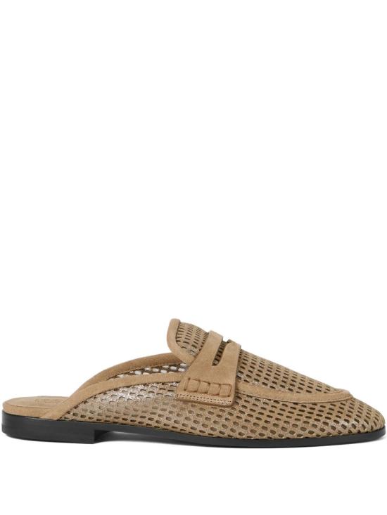 26SS 브루넬로 쿠치넬리 레더 스파클링 네트 뮬 MZDVC3211C2767 BROWN