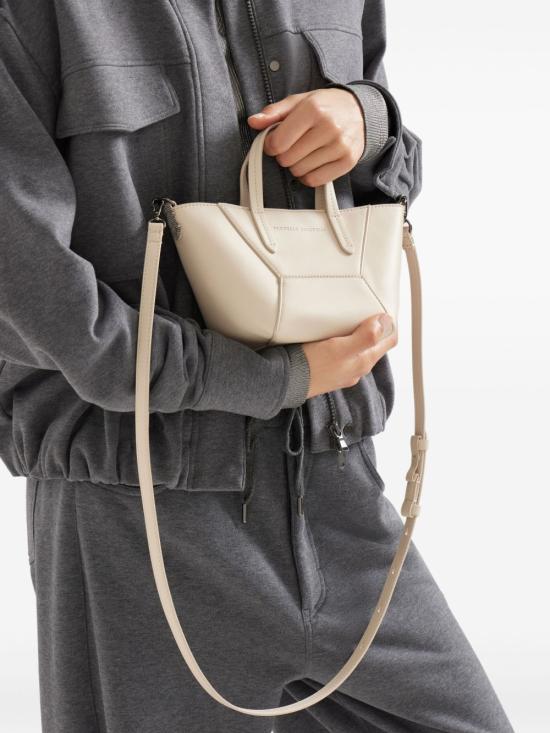 26SS 브루넬로 쿠치넬리 카프스킨 BC Duo 미니 백 모닐레 장식 MBXAD2675C8905 IVORY - BRUNELLO CUCINELLI