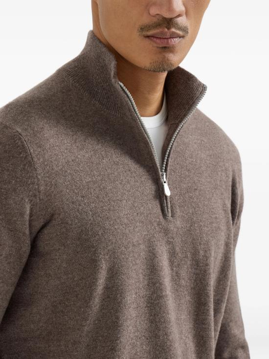 26SS 브루넬로 쿠치넬리 캐시미어 집업 니트 M2200124 C166C BROWN - BRUNELLO CUCINELLI