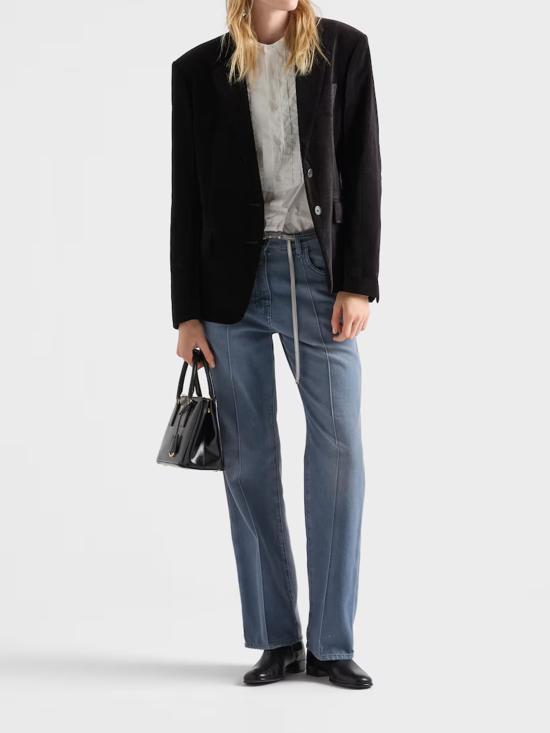 26SS 프라다 싱글 브레스티드 벨벳 자켓 P593P18MK F0002 BLACK - PRADA