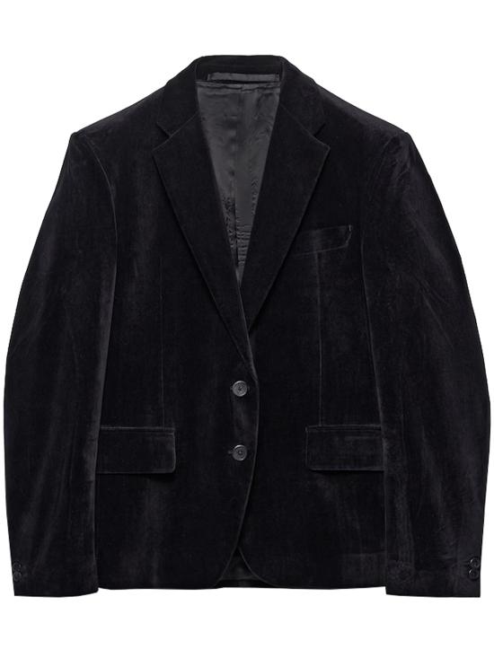 26SS 프라다 싱글 브레스티드 벨벳 자켓 P593P18MK F0002 BLACK