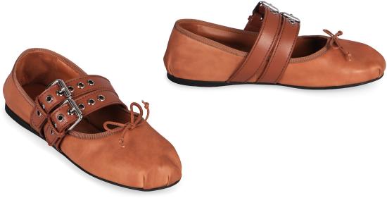 26SS 미우미우 플랫 슈즈 5F466AFG0053ZLVF098L Saddle Brown - MIU MIU
