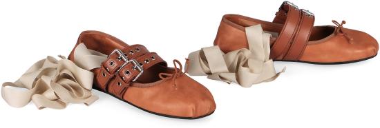 26SS 미우미우 플랫 슈즈 5F466AFG0053ZLVF098L Saddle Brown - MIU MIU