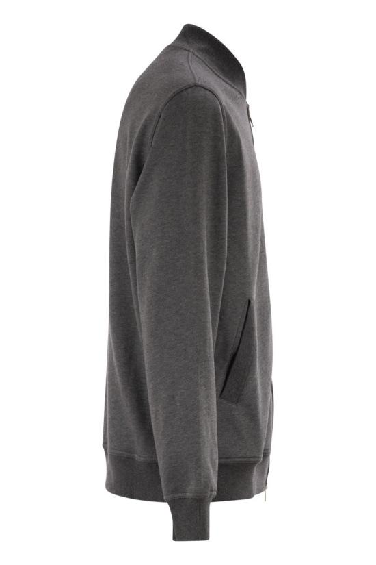 26SS 브루넬로 쿠치넬리 지퍼 디테일 테크노 코튼 플리스 MW8639072G C080 GREY - BRUNELLO CUCINELLI