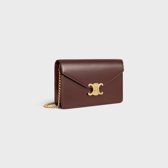 26SS 셀린느 샤이니 카프스킨 마고 체인 지갑 10L033DPV 18CH CHESTNUT - CELINE