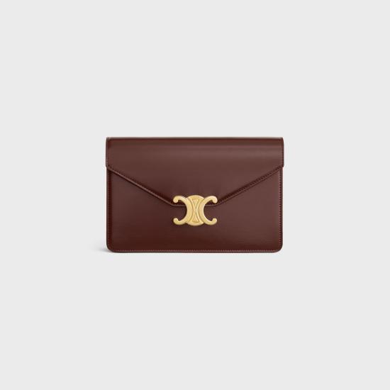 26SS 셀린느 샤이니 카프스킨 마고 체인 지갑 10L033DPV 18CH CHESTNUT