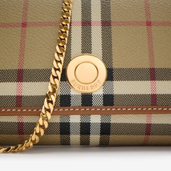 26SS 버버리 체크 체인 스트랩 월렛 8109798154367 A9534 VCHBRBROWN - BURBERRY
