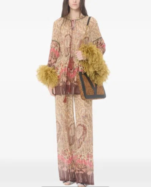 26SS 발렌티노 가라바니 팔라초 팬츠 8B3RB746A54 BR9 Almond multicolor - VALENTINO GARAVANI