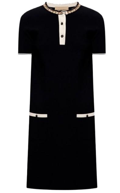 26SS 발렌티노 가라바니 미디 원피스 8B3KD14RA1M 0NO Black