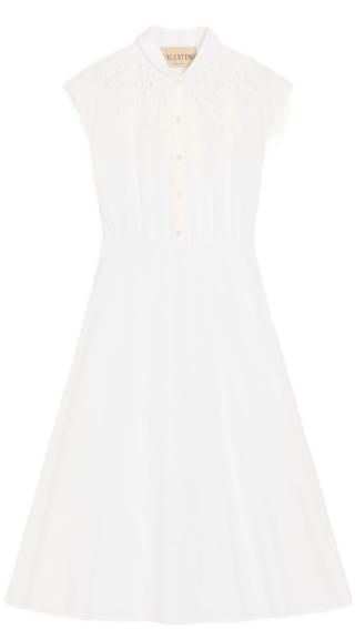 26SS 발렌티노 가라바니 미디 원피스 8B3VAJR59VN 0BO White