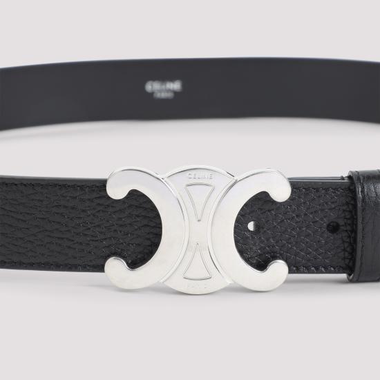 26SS 셀린느 가죽 벨트 45BIE3AUY38SI BLACK DOM - CELINE