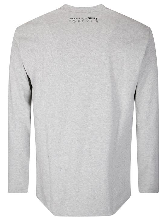 25FW 꼼데가르송 롱슬리브 로고 프린트 티셔츠 FZT003PER 3 TOP GREY - COMME DES GARCONS