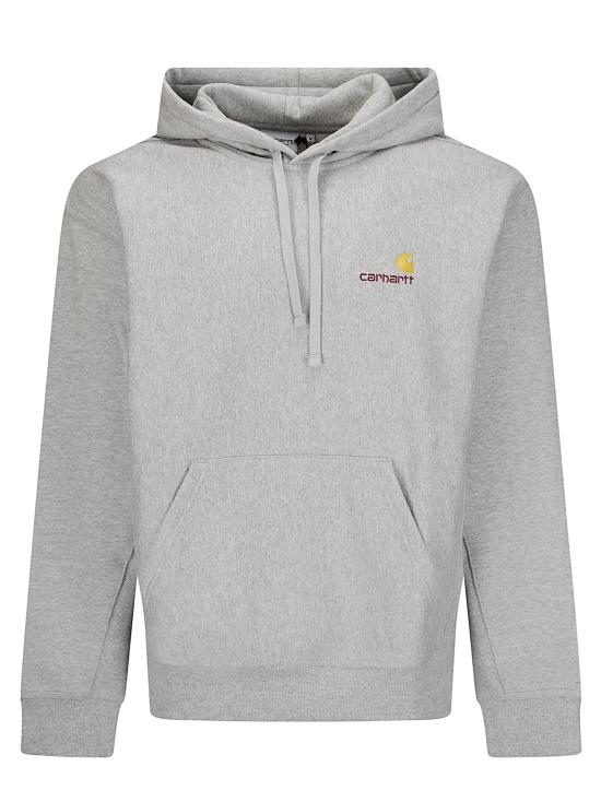 25FW 칼하트 WIP 후드 아메리칸 스크립트 스웨트셔츠 I028279 V6XX Grey