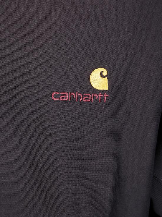 26SS 칼하트 WIP 후드 아메리칸 스크립트 스웨트셔츠 I028279 89XX BLACK - CARHARTT WIP