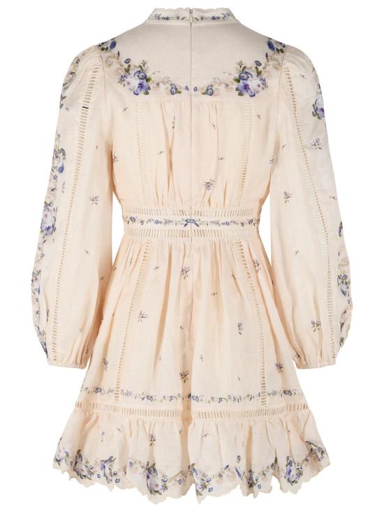 26SS 짐머만 숏 원피스 5376DRS264CREAM PURPLE ROSE Cream - ZIMMERMANN
