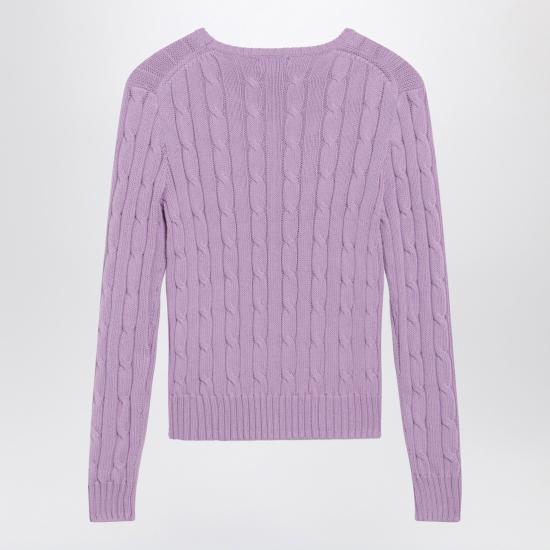 26SS 폴로 랄프로렌 포니 로고 피마코튼 케이블 니트 스웨터 211971869505CO Purple - POLO RALPH LAUREN
