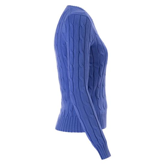 26SS 폴로 랄프로렌 포니로고 피마 코튼 케이블 니트 V넥 스웨터 211971870 BLUETTE - POLO RALPH LAUREN
